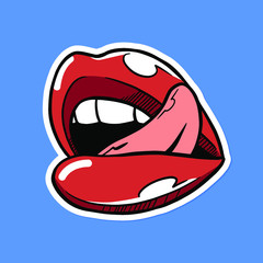 Pop art lips sticker vector