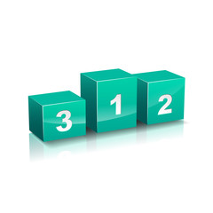 Fototapeta premium The podium winners in blue color. Vector isolated illustration of a pedestal with prizes on a white background. Symbol of competition or victory