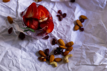 Strawberries on white paper, ready to use