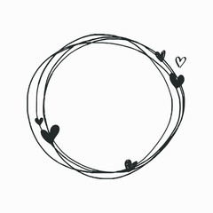 Doodle heart frame vector
