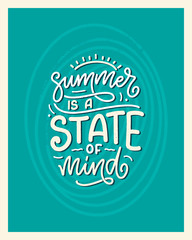 Hand drawn lettering composition about Summer. Funny season slogan. Isolated calligraphy quote for travel agency, beach party. Great design for banner, postcard, print or poster. Vector