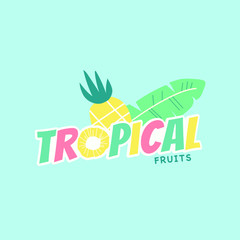 Naklejka premium Colorful tropical pineapple fruit vector
