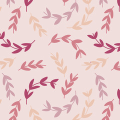 Pink seamless leaf patterned background vector