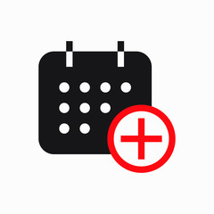 Сalendar with plus line vector minimalistic icon. Date symbol. Appointment day icon for web design. Modern flat organizer icon for app design. Business meeting sign minimal flat linear icons