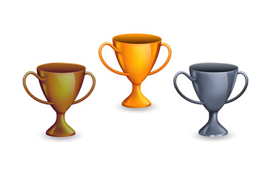 Gold Cup on a white background. A stock vector isolated image that symbolizes a victory or award. Icon or clipart for decoration