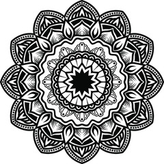 Circular pattern mandala art decoration elements for meditation poster, adult coloring book page, tattoo, henna, mehndi
