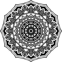Circular pattern mandala art decoration elements for meditation poster, adult coloring book page, tattoo, henna, mehndi
