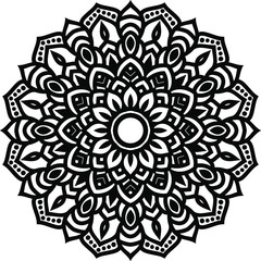 Circular pattern mandala art decoration elements for meditation poster, adult coloring book page, tattoo, henna, mehndi
