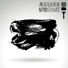 Black brush stroke and texture. Grunge vector abstract hand - painted element. Underline and border design.