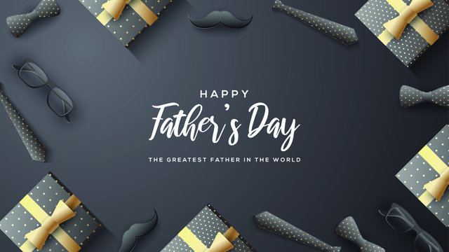 Father's day background with white writing on a black background.