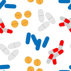 Seamless pattern of drugs pills and capsules vector illustration