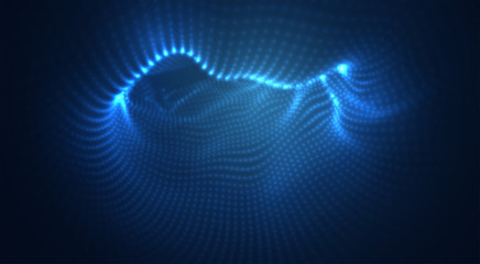 vector blue glowing data stream in virtual space