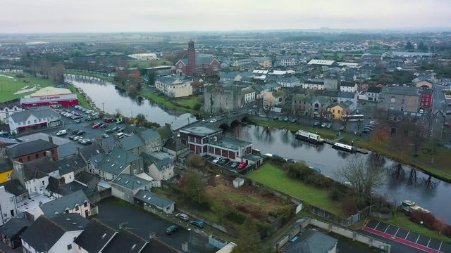 Aerial view of the Irish town of Athy.