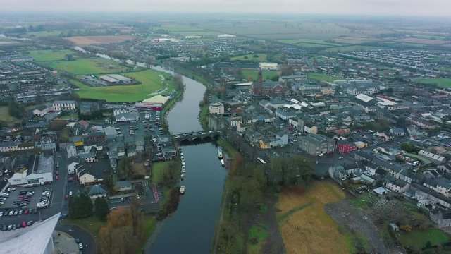 Aerial view of the Irish town of Athy.
