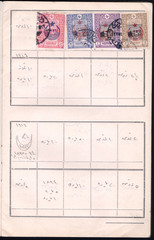 Stamp collection book. Stamp collection book, pages and various stamps. Ottoman Empire postage stamps.
