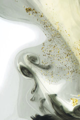 Abstract black watercolor and gold glitter background vector