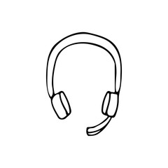 Doodle headphones icon in vector. Hand drawn headphones icon in vector. 