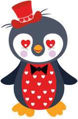 Valentine day love penguin with hat
