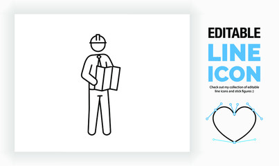 Editable line icon of an architect, part of a huge set of editable line icons and stick figures!