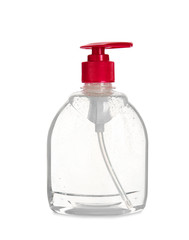 Bottle of disinfectant on white background