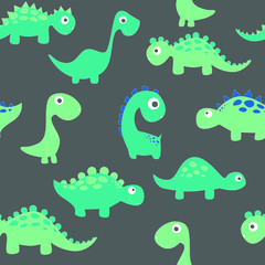 Fototapeta premium Childish dinosaur seamless pattern for fashion clothes, fabric, t shirts. hand drawn vector