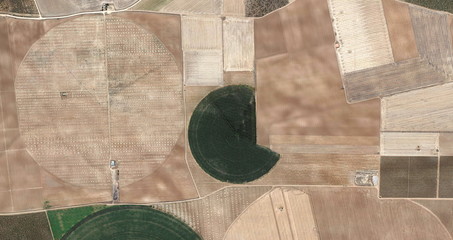 new Times, abstract photography of the Spain fields from the air, aerial view, representation of...
