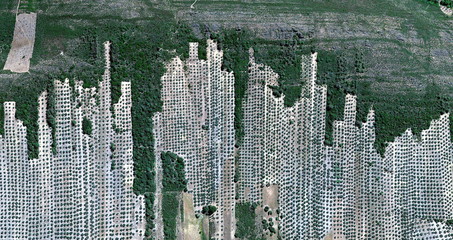 Manhattan, abstract photography of the Spain fields from the air, aerial view, representation of...