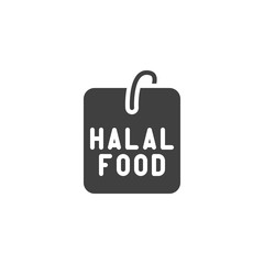 Certified halal food tag vector icon. filled flat sign for mobile concept and web design. Halal food label glyph icon. Symbol, logo illustration. Vector graphics