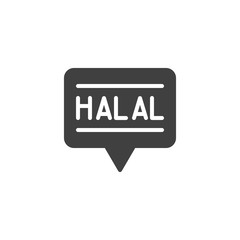 Halal food sticker vector icon. filled flat sign for mobile concept and web design. Halal label glyph icon. Symbol, logo illustration. Vector graphics