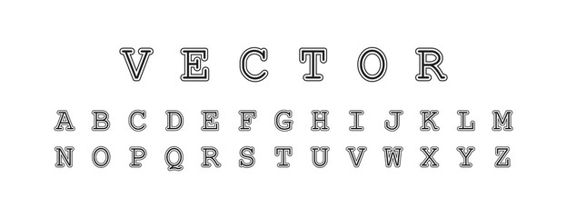 Font in classic minimal style. Vector flat illustration on white background