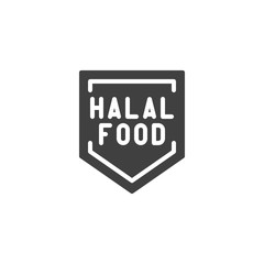 Halal food sticker vector icon. filled flat sign for mobile concept and web design. Halal label glyph icon. Symbol, logo illustration. Vector graphics