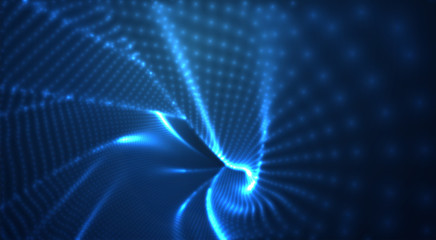 vector blue glowing data stream in virtual space