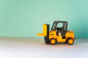 Closeup forklift truck with copy space