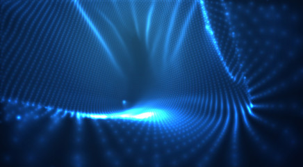 vector blue glowing data stream in virtual space