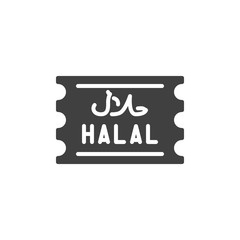 Certified halal food vector icon. filled flat sign for mobile concept and web design. Halal food label glyph icon. Symbol, logo illustration. Vector graphics