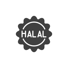 Halal certified label vector icon. filled flat sign for mobile concept and web design. Halal quality certificate glyph icon. Symbol, logo illustration. Vector graphics