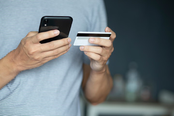 using smartphone and credit card online shopping
