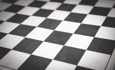 Closeup of empty chess board.