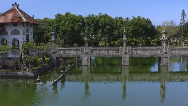 The Ujung Water Palace  or Taman Soekasada Ujung at Balai Gili on Bali, Indonesia.  Left to right pan shot