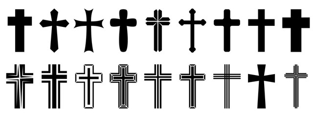 Christian Cross icons set. Vector christian cross icon