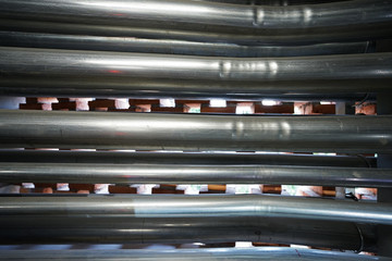 Close up metal and stainless steel pipes 