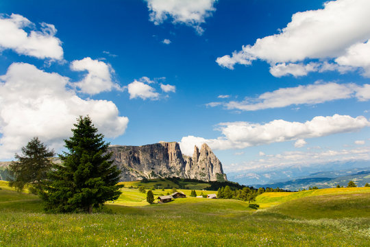 Seiseralm mit Blick auf den Schlern in S&uuml;dtirol