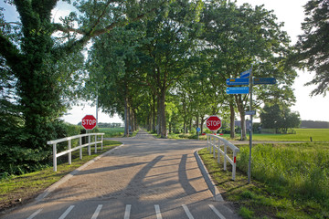 Bridge and crossroads Westvierdeparten. Maatschappij van Weldadigheid Frederiksoord Drenthe Netherlands. Lane structure. 