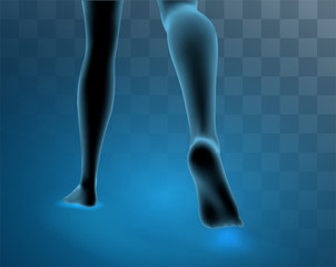 vector female legs confident step isolated on blue background with chess mosaic