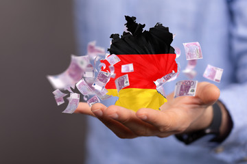 map of Germany. Wire frame 3D mesh polygonal network line, design.