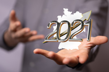 Abstract of germany map network, internet and global connection concept, Wire Frame 3D