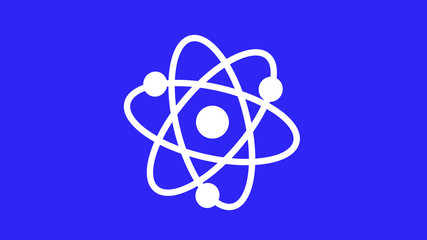 Science icons,New atom icon on blue background,atom icon