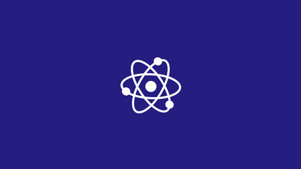 White atom icon on blue dark background,New atom icon