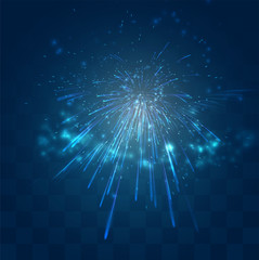 Fototapeta premium vector blue fireworks, explosion on a dark blue background with mosaic, easy editable design