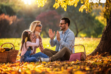 Family picnicking together